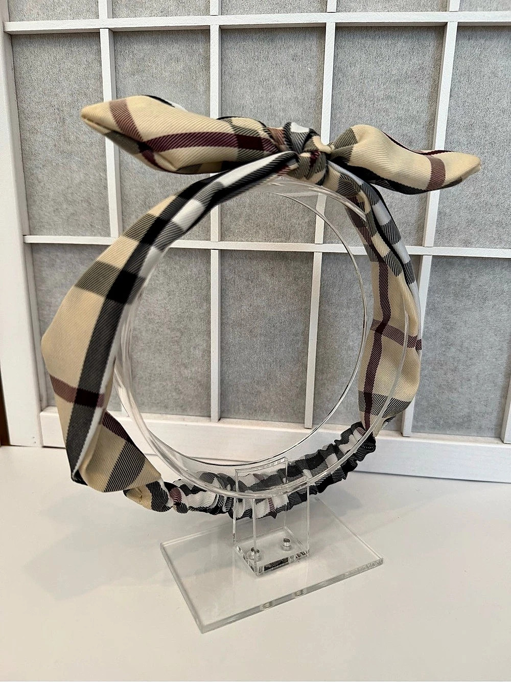Vintage Check plaid Bow Hairband